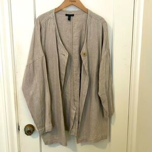 Linen Eileen Fisher Long Jacket / Coat size XL